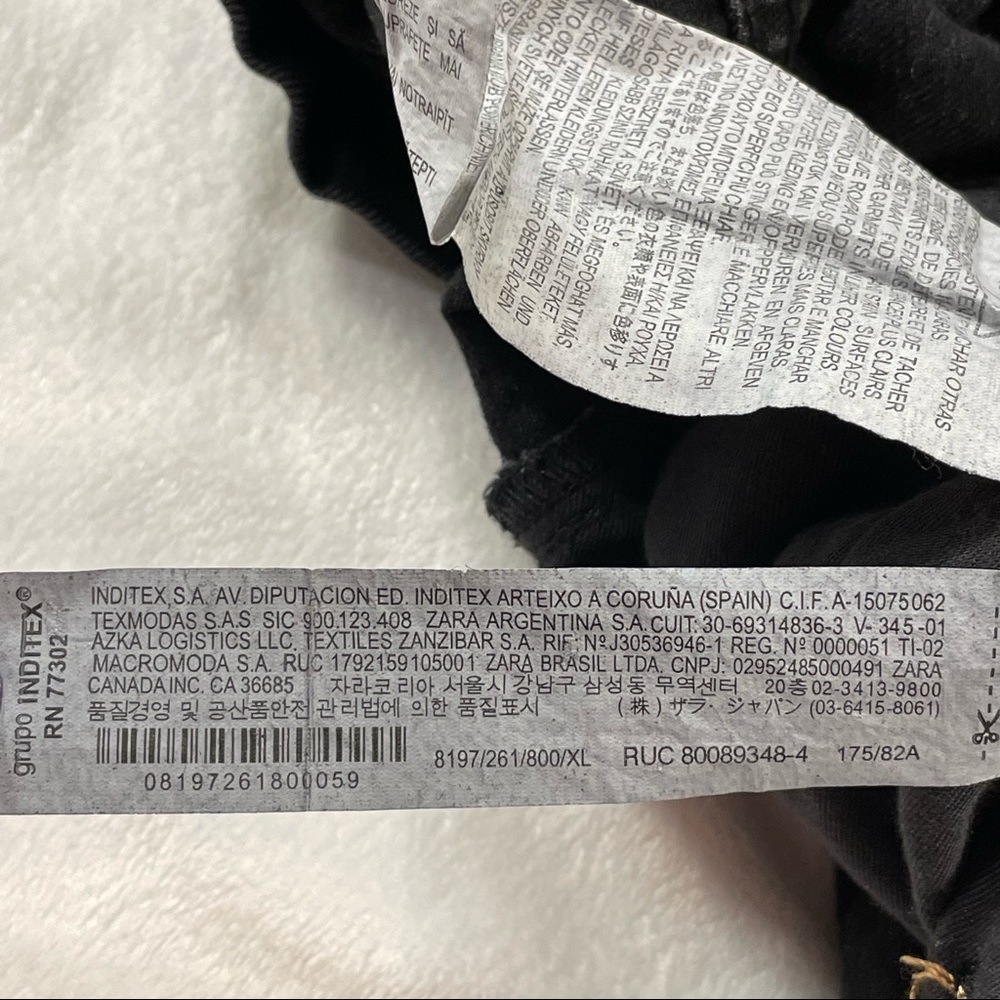 NWT Zara Black Elastic Paper Bag Waist Ultra High Rise 100% Cotton Jeans Size XL - Picture 13 of 16